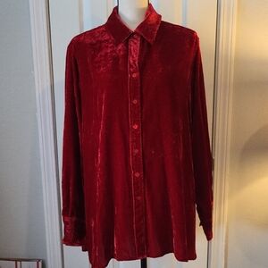 John Mark Red Velvet Blouse